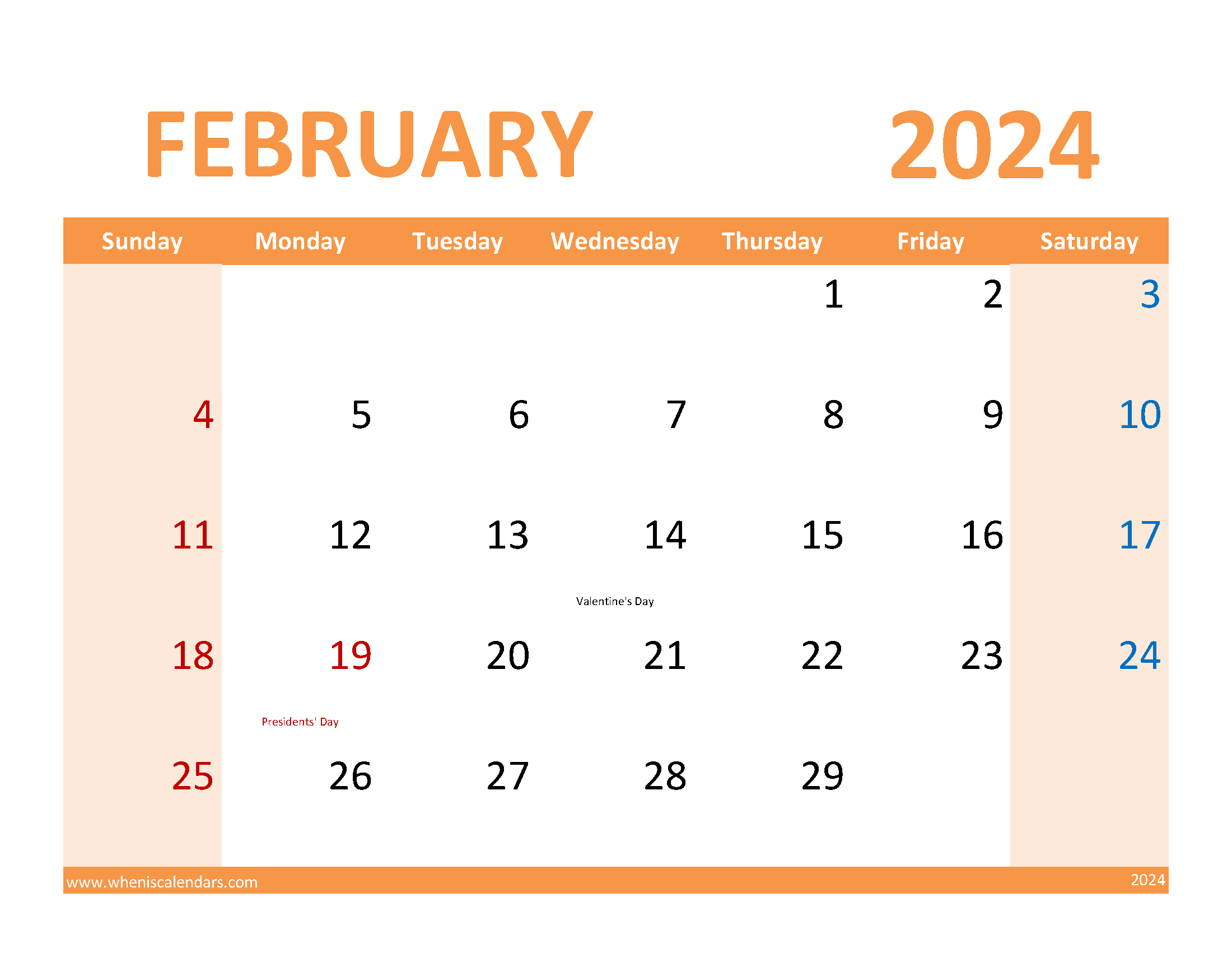 February 2024 Calendar Printable Free PDF F2090