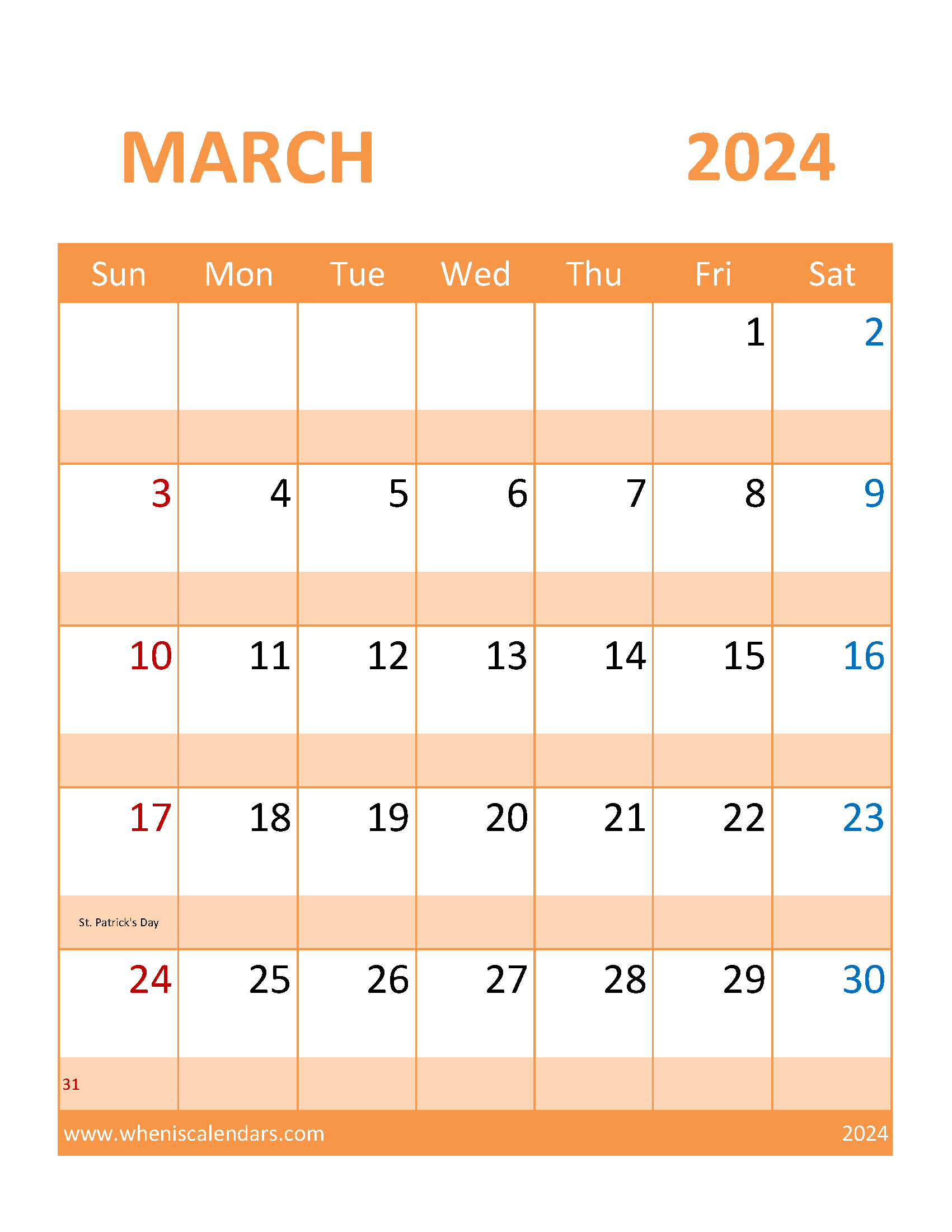 Free Mar 2024 Printable Calendar M3117