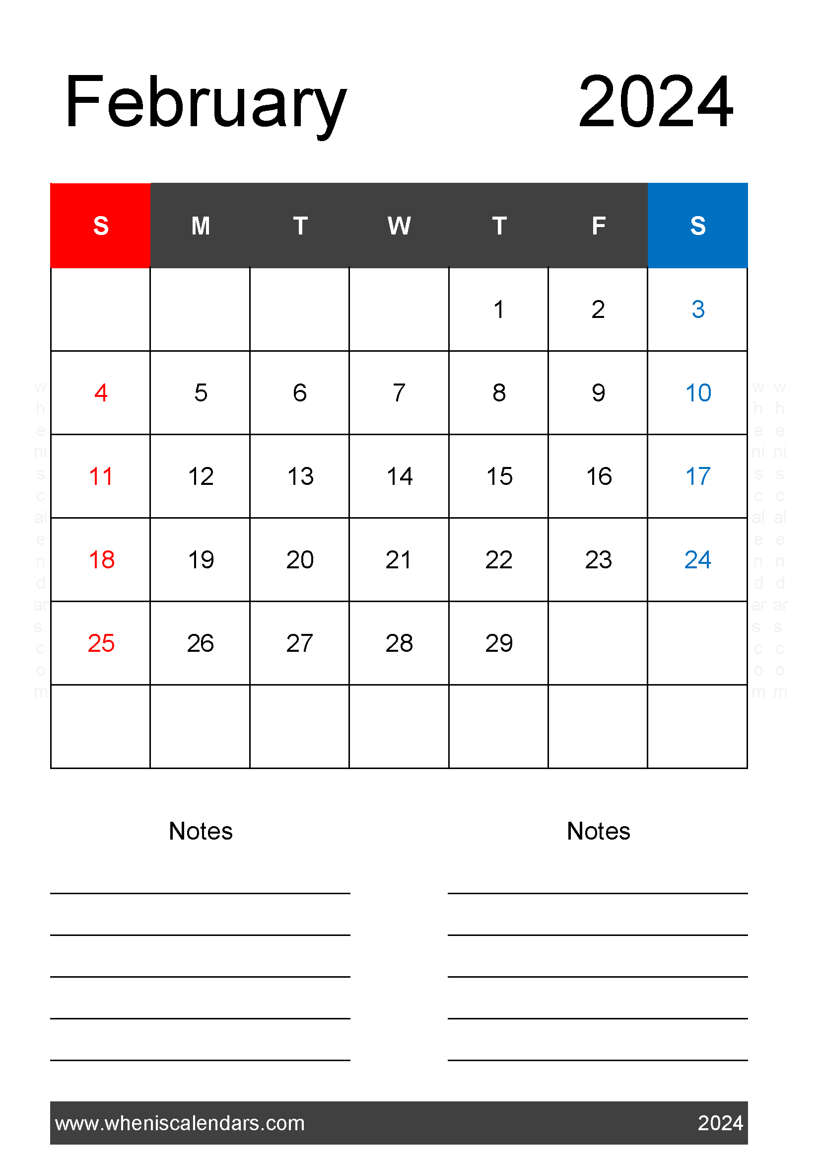 February 2024 F2 Calendar F2221