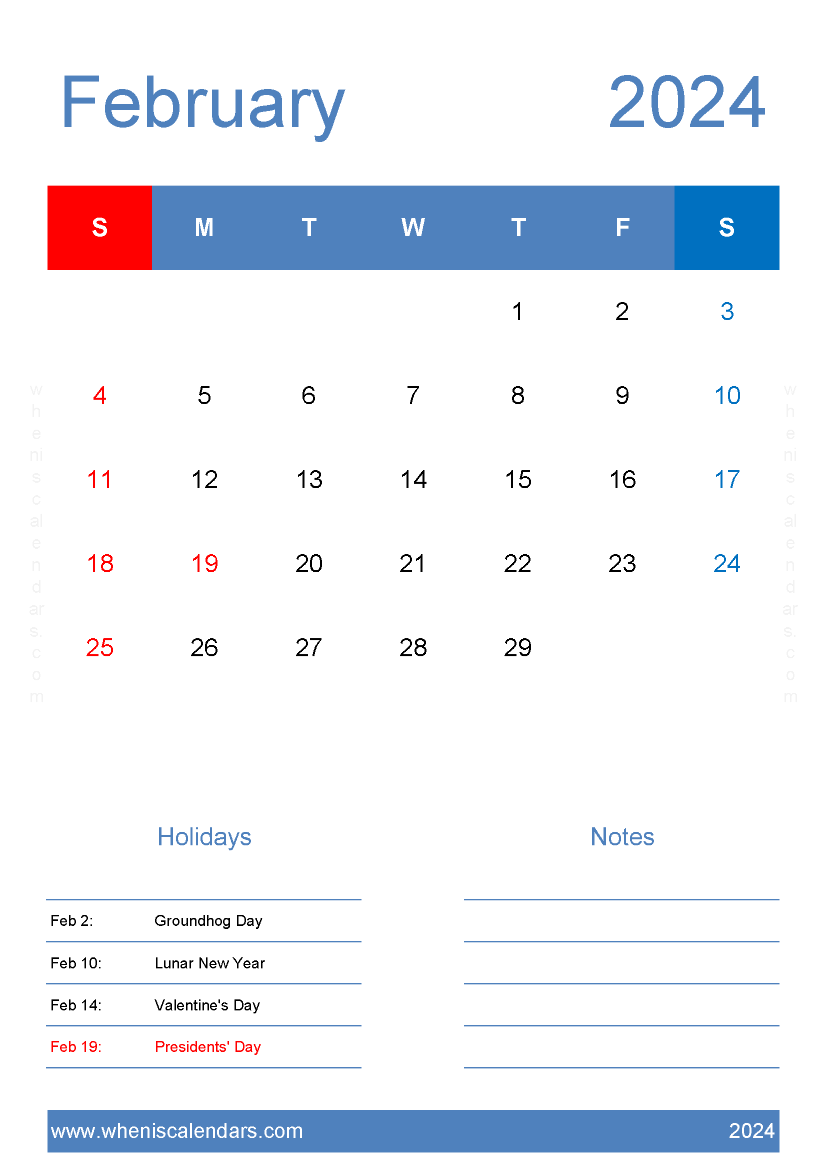 February 2024 Calendar Editable Template F2147