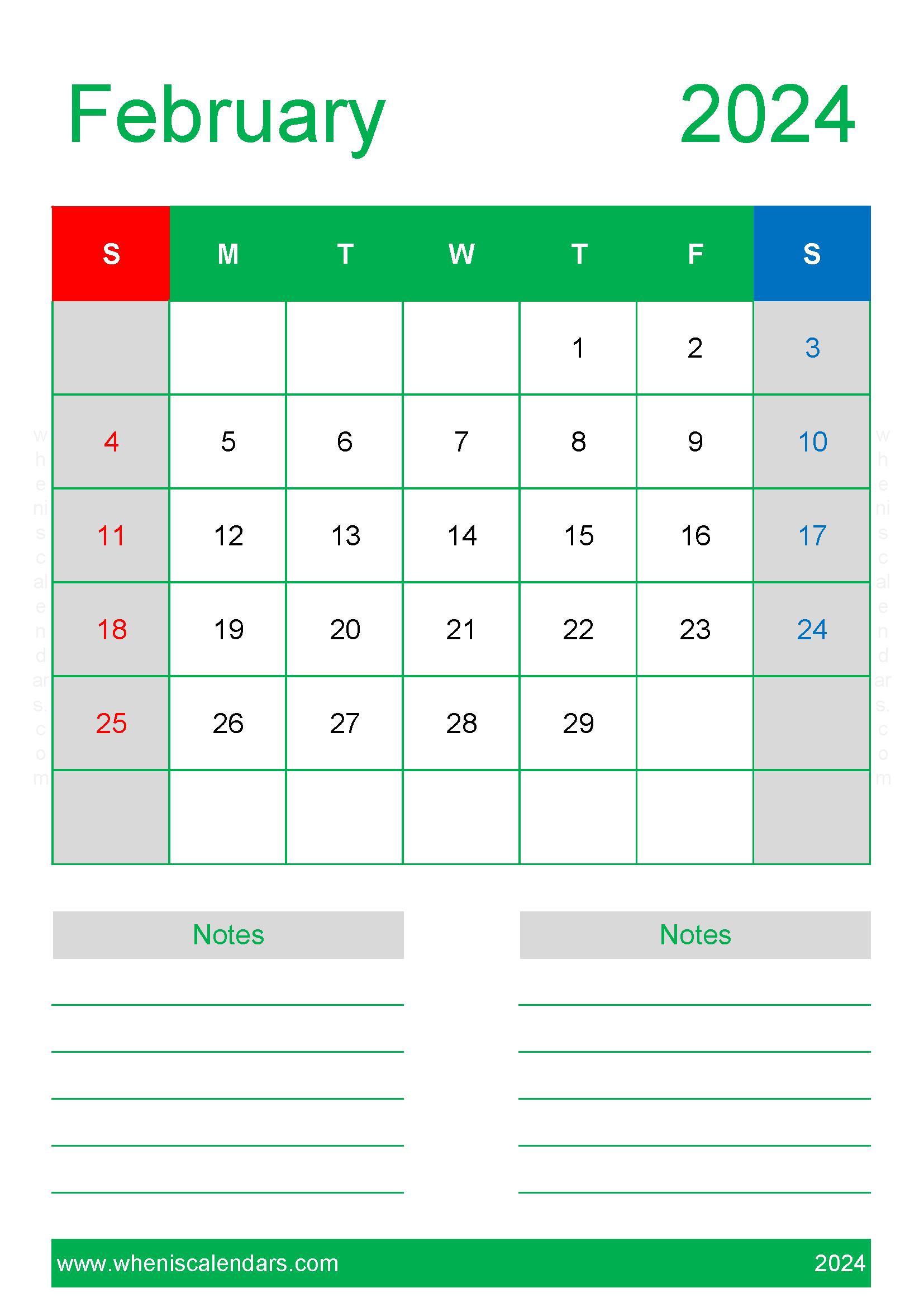 February 2024 Printable Calendars F2230