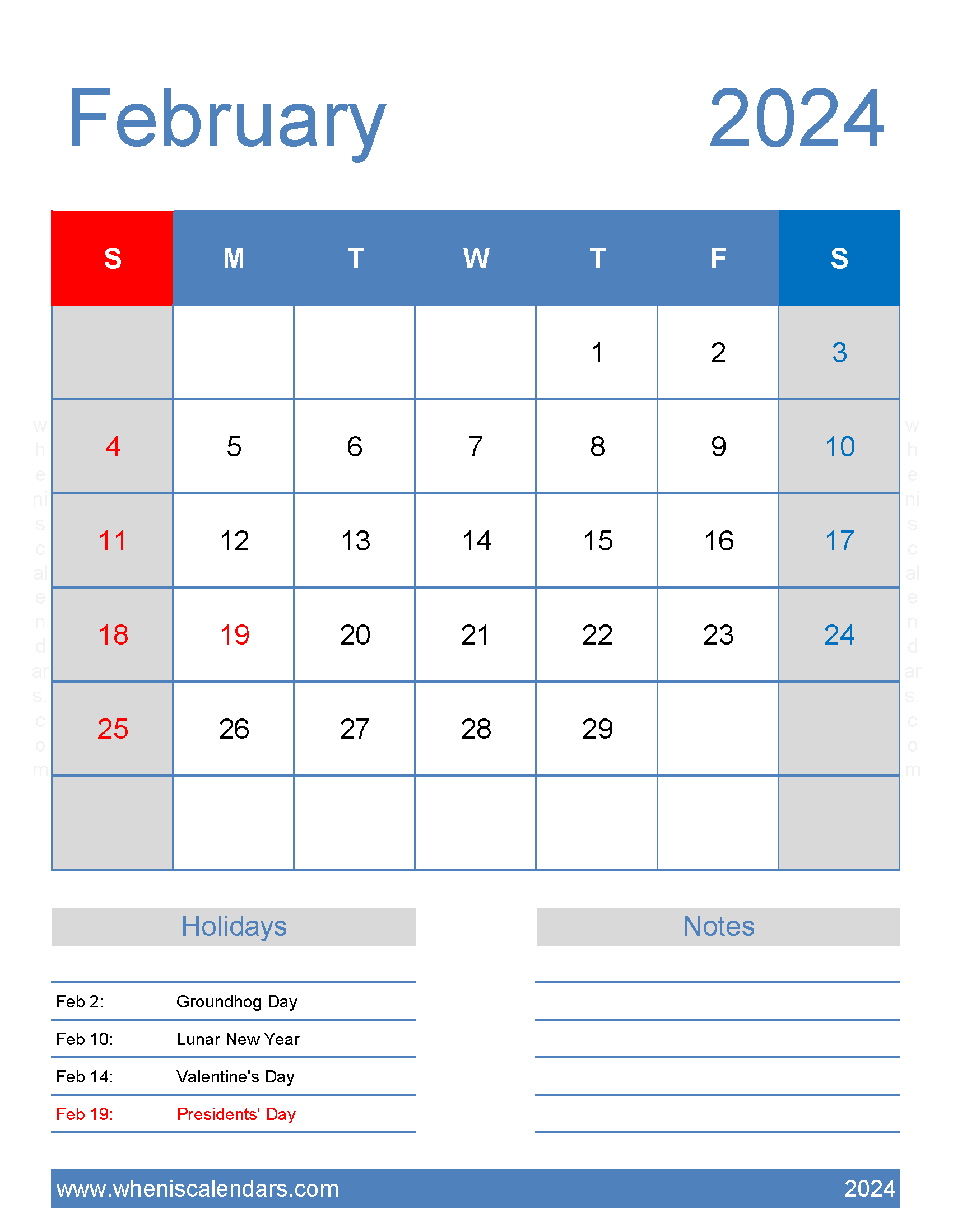 Excel Calendar February 2024 F2186