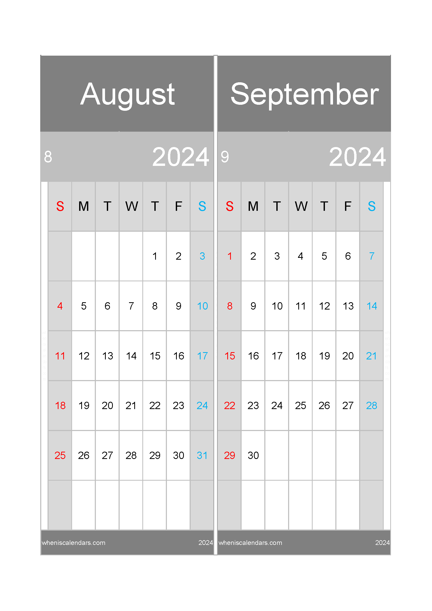 Calendar August And September 2024 A4 AS017