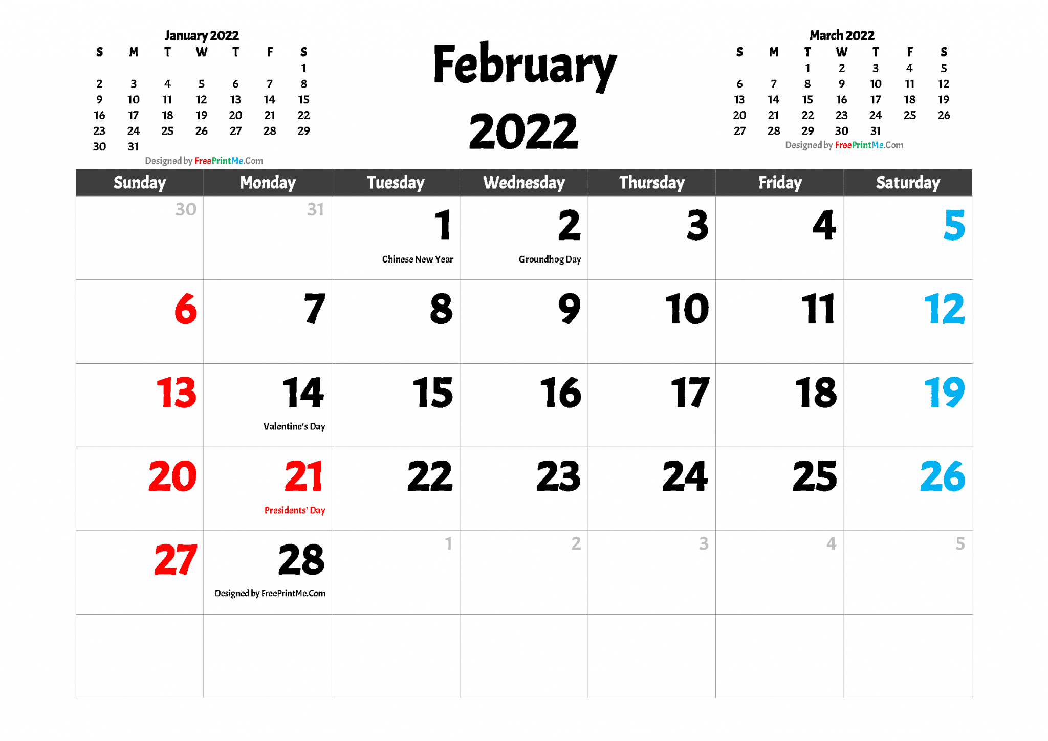 Free Printable 2022 Calendar With Holidays (PDF And Image)