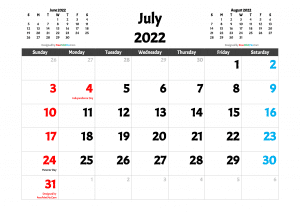 Free Printable 2022 Calendar With Holidays (PDF And Image)