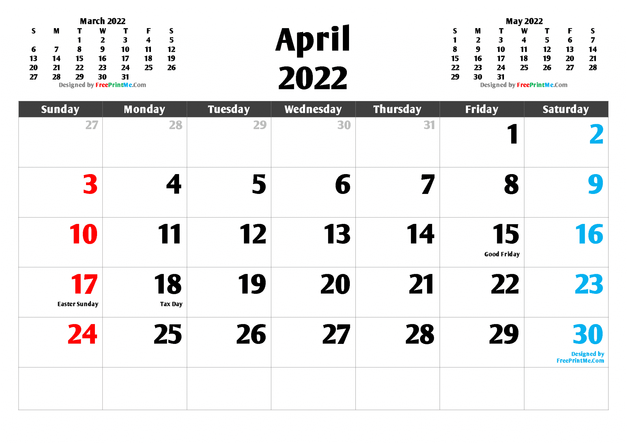 blank april 2022 calendar