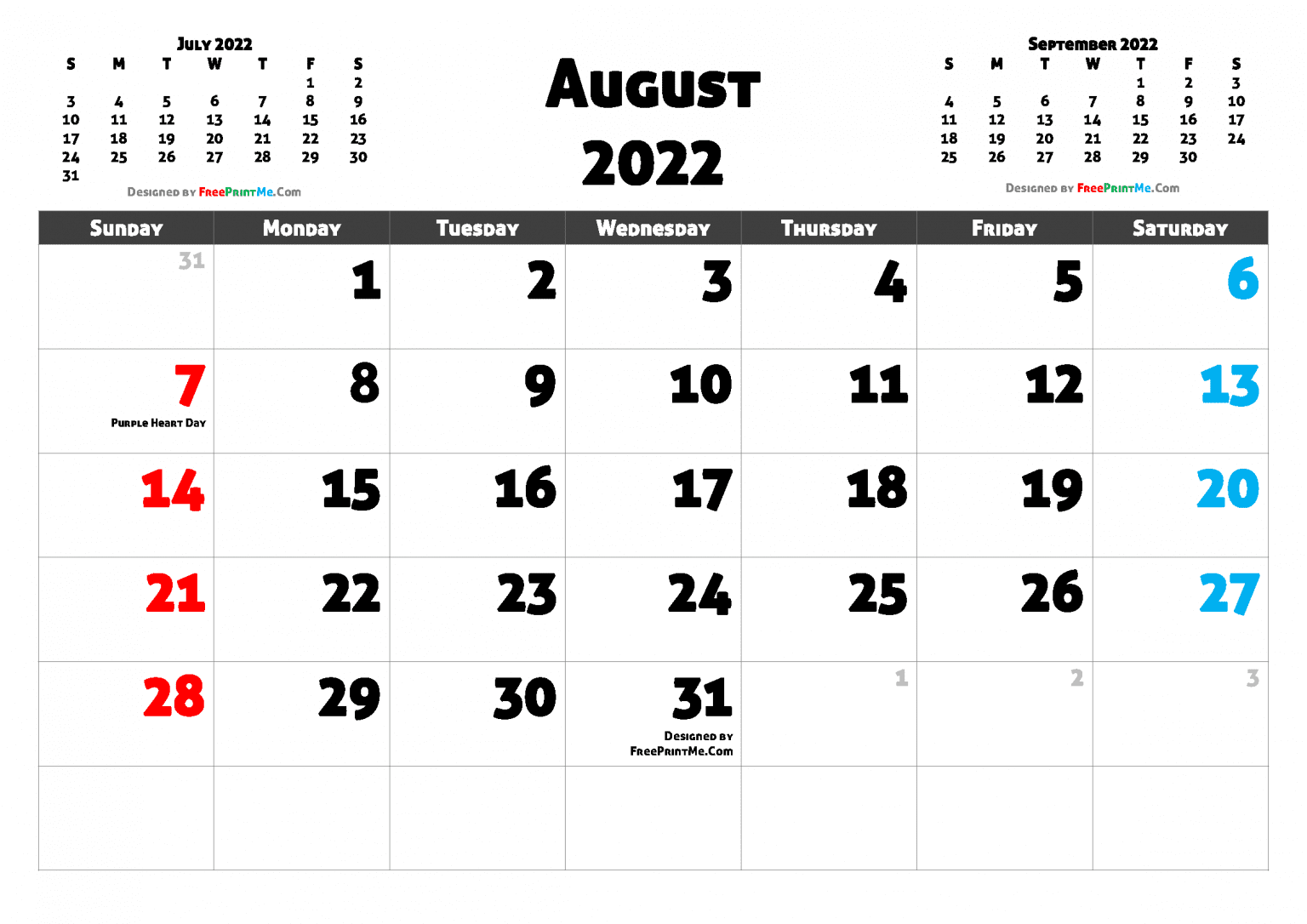free printable august 2022 calendar pdf and image