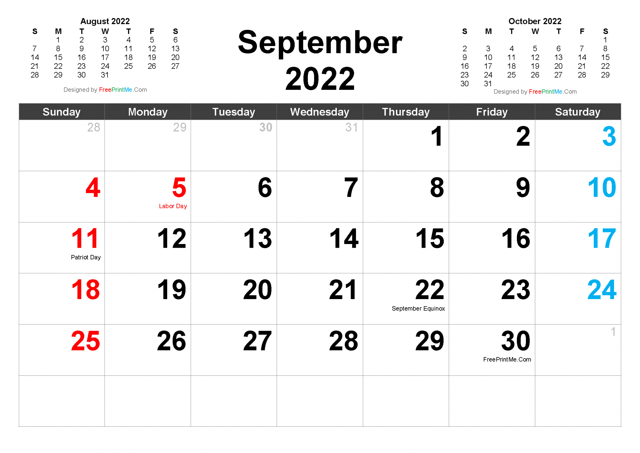Sept 2022 Calendar Free Printable