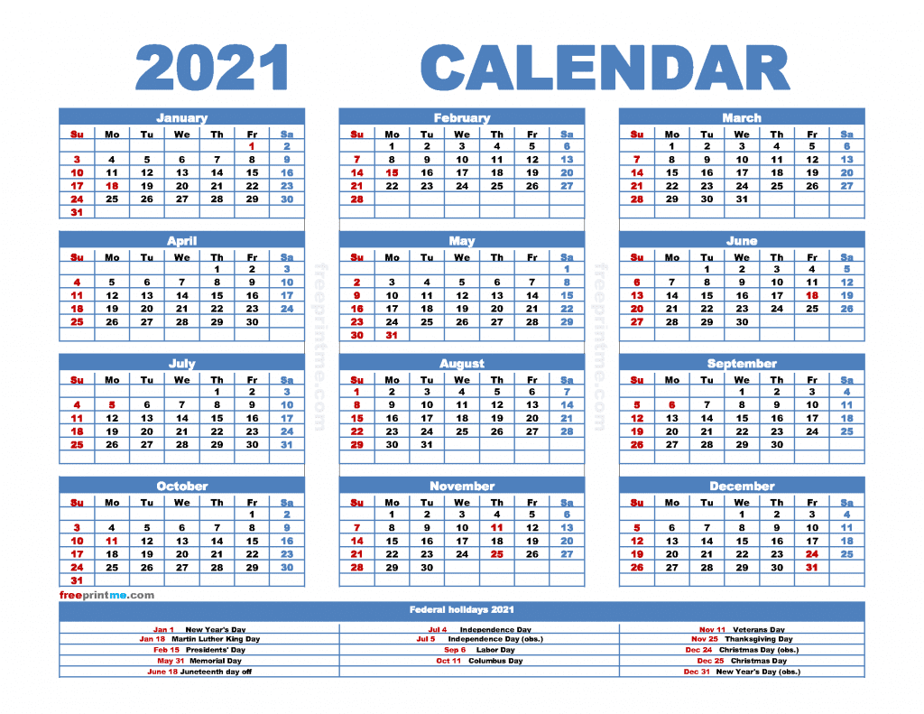 Free Printable 2022 Calendar With Holidays - FreePrintMe.com