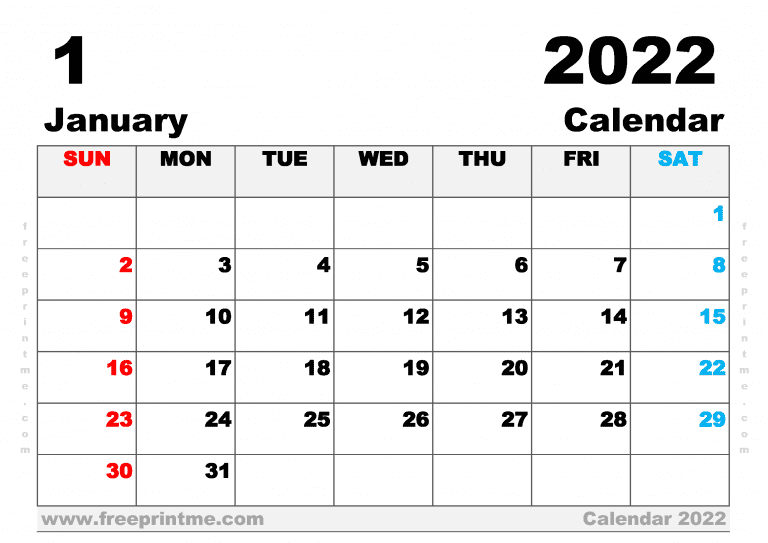 Free Printable January 2023 Calendar With Holidays PDF In Variety ...