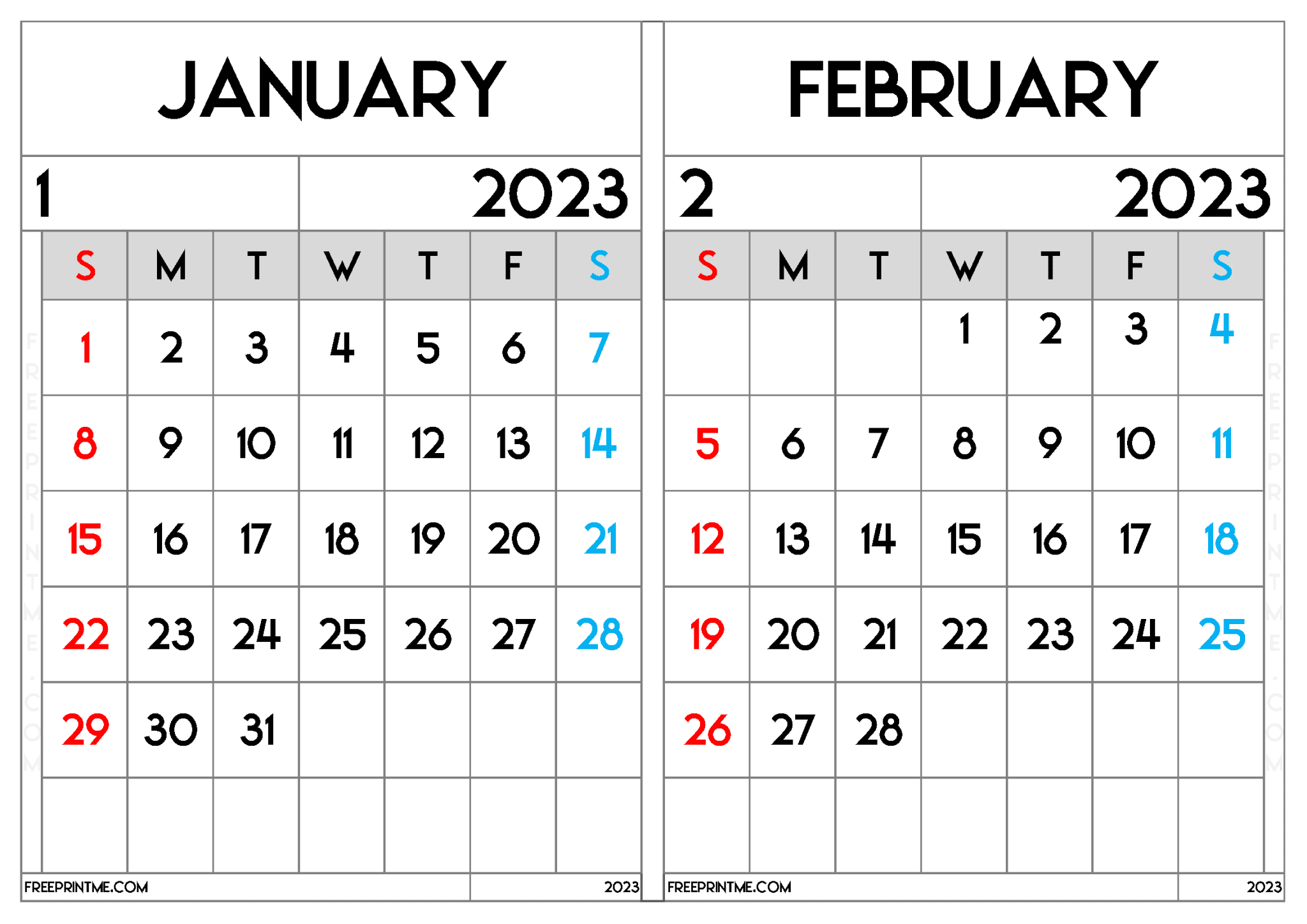 Free 2 Month Printable Calendar 2023 Variety Size And Format 