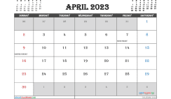 Free April 2023 Calendar with Holidays