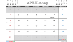 April 2023 Printable Calendar Free