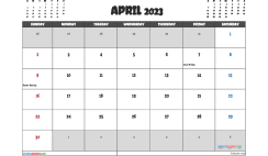 April 2023 Calendar with Holidays Free