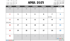 April 2023 Calendar with Holidays Printable