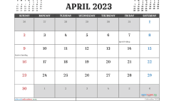 April 2023 Printable Calendar Free