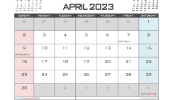 Printable April 2023 Calendar with Holidays