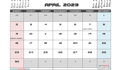 April 2023 Calendar with Holidays Printable