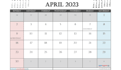 Printable April 2023 Calendar with Holidays