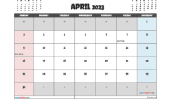 April 2023 Calendar with Holidays Printable