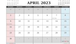 Printable April 2023 Calendar with Holidays