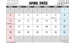 April 2023 Calendar with Holidays Printable