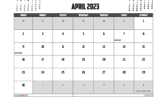 April 2023 Calendar Free Printable