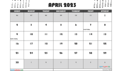 Free April 2023 Calendar Printable