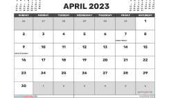 April 2023 Calendar Free Printable