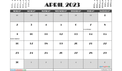 Free April Calendar 2023 Printable