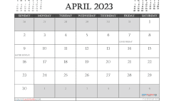 April 2023 Calendar with Holidays Free