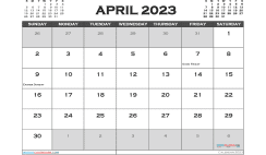 April 2023 Calendar Free Printable