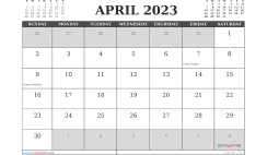 April 2023 Calendar with Holidays Free