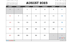 Free August 2023 Calendar with Holidays