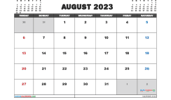 Free August 2023 Calendar Printable