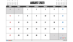 Free Calendar August 2023 Printable