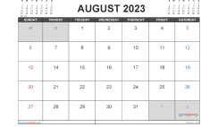 August 2023 Calendar Free Printable