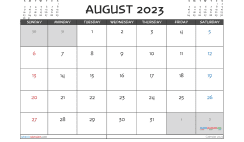 Printable August 2023 Calendar with Holidays