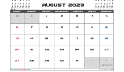 August 2023 Calendar with Holidays Free