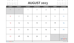 Free August Calendar 2023 Printable