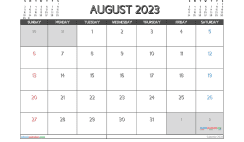 Free Printable August 2023 Calendar