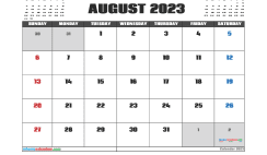 Free August 2023 Calendar Printable