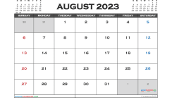 Free Calendar August 2023 Printable