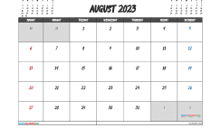 August 2023 Calendar Free Printable