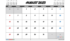 Free August Calendar 2023 Printable