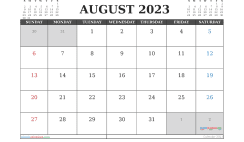 Free 2023 Calendar August Printable