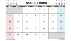 Free Printable August 2023 Calendar