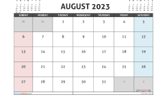 Free August 2023 Calendar Printable