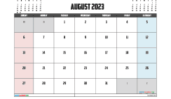 August 2023 Printable Calendar Free