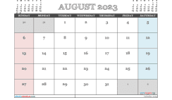 August 2023 Calendar Free Printable